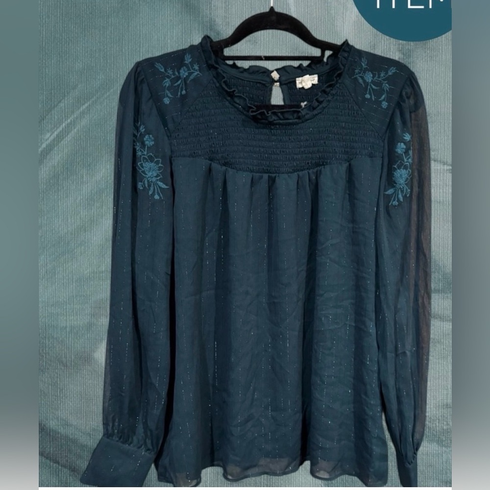 Elegant Teal and green Embroidered Women's Blouse